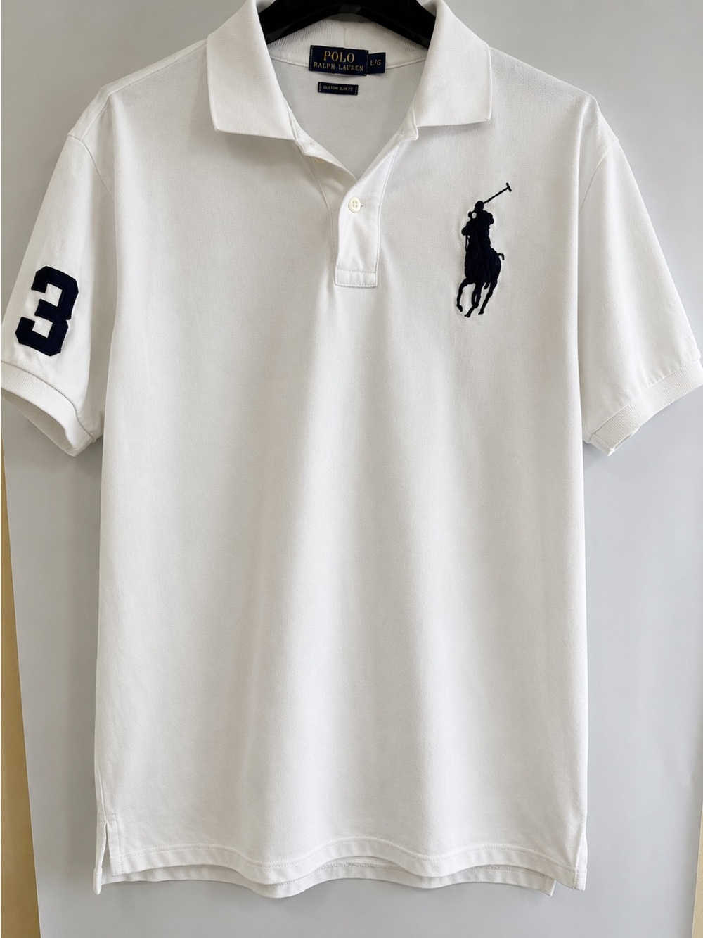 Ralph Lauren White Polo with Navy and Yellow Label